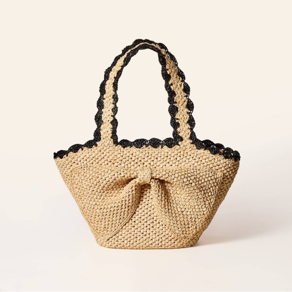 kate spade Natural Straw Tote with Black Trim
